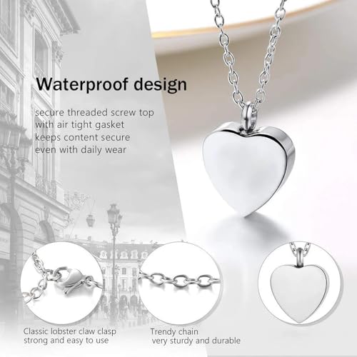 No Longer By My Side But Forever In My Heart Cremation Urn Necklace Pendant Ashes Memorial Locket Keepsake in Stainless Steel Gift For Mum Dad Sister Brother Grandma Grandpa