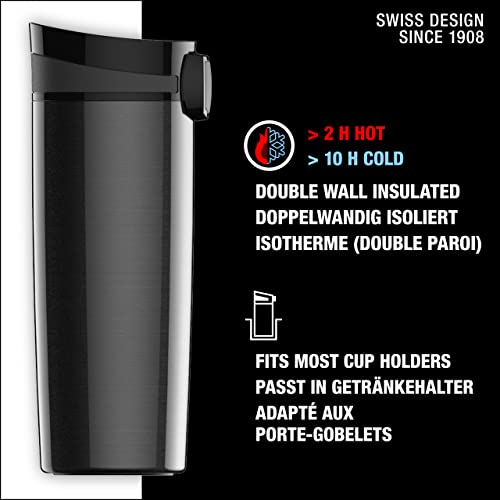Sigg - Insulated Coffee Cup - Travel Mug Miracle Black - Hot & Cold. Leakproof. BPA Free - 18/8 Stainless Steel - 16 Oz 15.9 Ounces