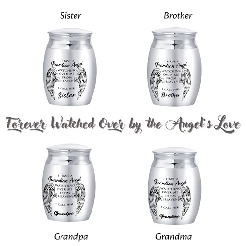 Mini Cremation Urn for Husband Ashes Men Family I Have a Guardian Angel Watching Over Me from Heaven Sepulchral Cinerary Funeral Keepsake Memorial Jar