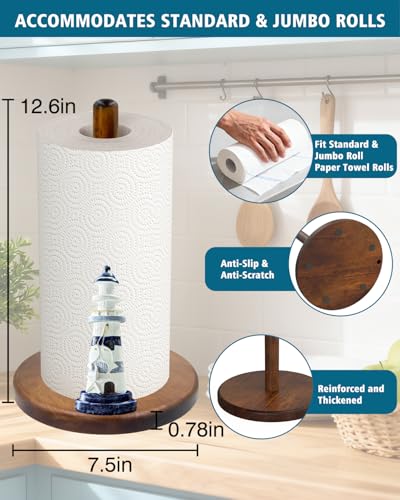 Lighthouse Paper Towel Holder, Nautical Coastal Beach Countertop Decor Lighthouse
