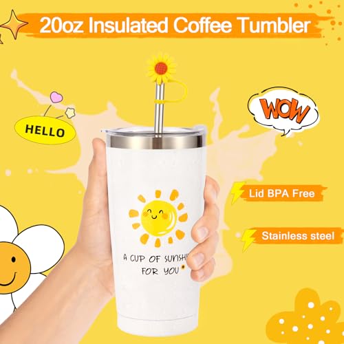 10Pcs Sunshine Gift for Women - Unique Care Package with Sunflower Gifts, Friendship Box of Sunshine for Mom Sister Wife, Get Well Soon & Birthday Present, Self Care Basket for Women Recovery Yellow