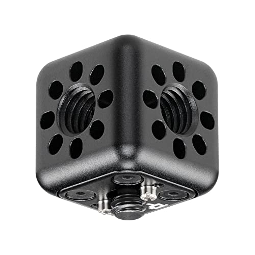 Wooden Camera Accessory Cube with Anti-Twist Pins to Mount to Cage or Rig, Compact 1" Cube for Mounting Accessories (1/4"-20) 1/4"-20