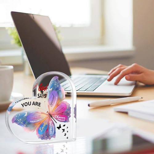 Christian Gifts for Women Birthday Acrylic Plaque Butterfly Inspirational Gifts for Women Friends Mom Sister Coworker Catholic Female Religious Spiritual Gift Home Christian Decor Sign