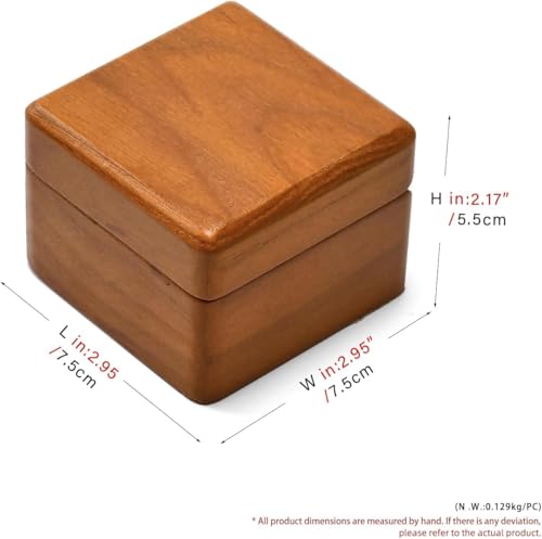 Wood Necklace Box Microfiber Interior Necklace Gift Box 2.95" x 2.95" x 2.17" Cream White