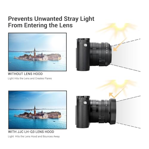 JJC Metal Lens Hood Shade & Lens Cap for Leica Q3 43/Q3/Q2/Q Cameras, Black