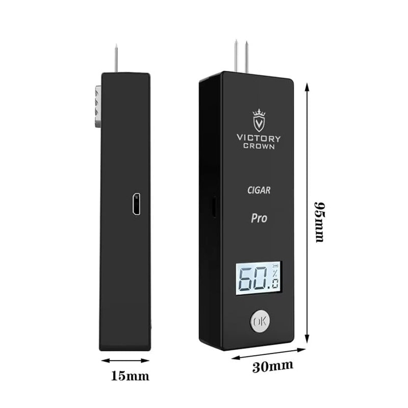 [Australia - AusPower] - Digital Cigar Humidity Meter Portable Electric Moisture Guage Tester Reader Humidor Hygrometer Needle LCD Display Smoking Tobacco Accessories Gifts Black 