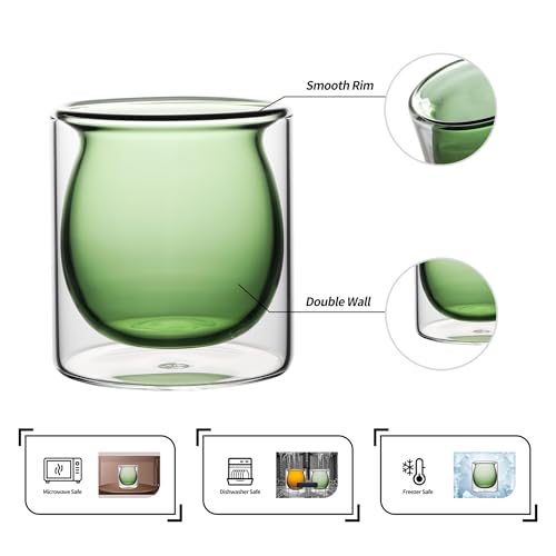 NIRA.Z 3oz Double Wall Glass Espresso Cups – Set of 4 Colorful Insulated Borosilicate Glass Coffee Shot Glasses, Demitasse Cups for Espresso, Latte, Macchiato, Heat Resistant, Ideal for Home & Office