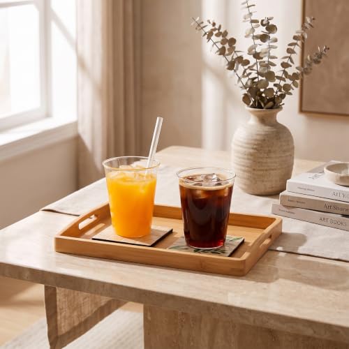 Set of 6 11.8 oz Clear Drinking Glass with Straws, 340 ml 11.8 Oz/ 340 ml
