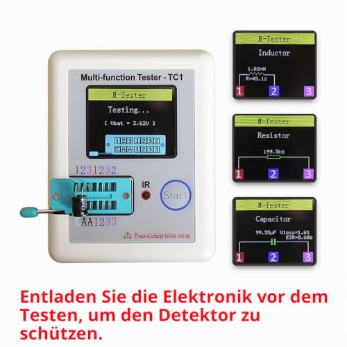 DollaTek 1.8 Inch Colorful Display Pocketable Multifunctional TFT Backlight Transistor LCR-TC1 Tester for Diode Triode Capacitor Resistor Transistor LW21