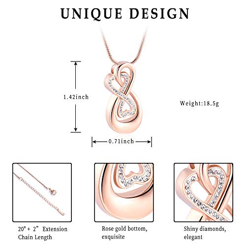 Infinity Love Urn Pendant Stainless Steel Snake Chain Cremation Jewelry for Ashes for Woman Free Filling Tools Include