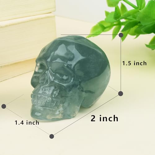 2 Inch Fluorite Crystal Skulls Decor,Human Skull Sculpture Statues Healing Crystal Decor,Halloween Skull Figurines,Home Office Decoration Christmas Meditation Gifts for Men Women