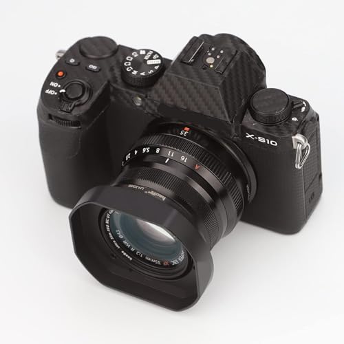Haoge LH-X35B Metal Square Bayonet Lens Hood for Fujinon XF35mmF2 R WR XF23mmF2 R WR XC 35mm F2 (XC35mmF2), Fuji 35mm F2 Hood, 23mm F2 Lense Hood, with Metal Front Cap, Replaces LH XF35 2 Hood Black