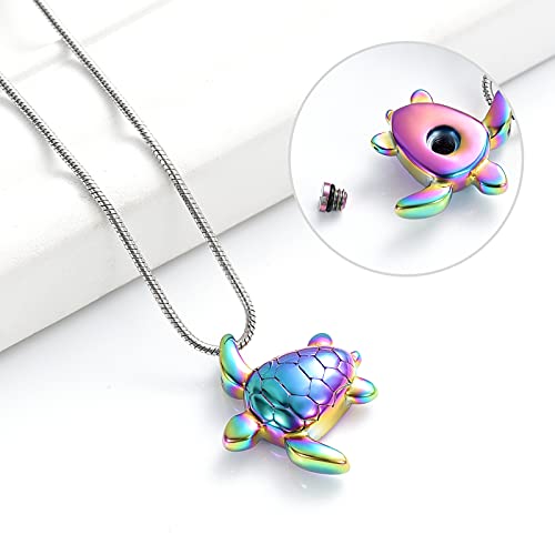 Imrsanl Sea Turtle Cremation Jewelry for Ashes Urn Necklace of Loved One Colorful