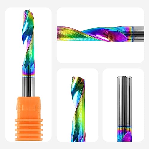 SpeTool Aluminum Milling Cutter 6 mm Shank Single Cutter Solid Carbide Milling Cutter End Milling Cutter Aluminum 22 mm Cutting Length with DLC Coating CNC Milling Cutter Wood for Aluminum Acrylic Brass Pack of 2