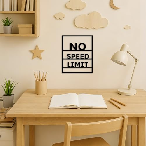 Metal No Speed Limit Sign Inspirational Wall Art Positive Affirmations Wall Decor, Motivational Art for Boys Bedroom living Room Bathroom Home Office Classroom, 10.5x13 Inch