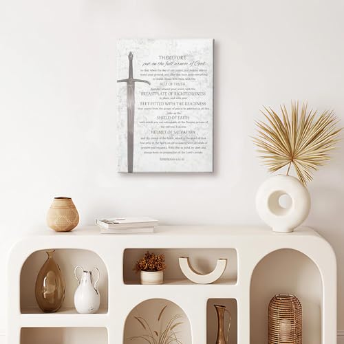 HIWX Christian Wall Decor, Bible Verses Spiritual Framed Canvas Painting Wall Art Decor, Religious Scripture Wall Art Home Decoration for Bedroom Living Room Church Prayer Room Office, 11x14 Religion 14"L x 11"W