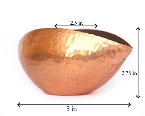 DeKulture Handmade Pure Copper Trinetra Pod Votive T Light Holder Candle Bowl Diya | Ideal for Home Table Decoration, 5x2.5x2.75 (LWH) Inches