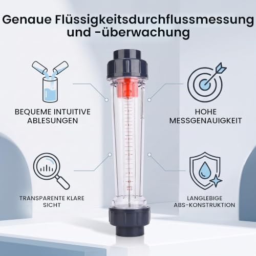 Liquid Flow Meter 0.6-6 m³/h High Precision ABS Pipe Flow Meter Inner Diameter 50 mm