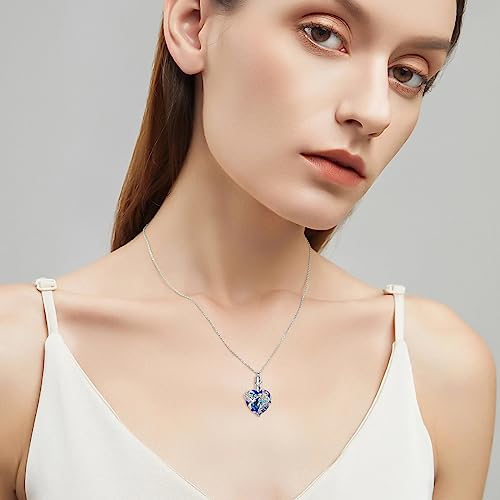 VONALA Hummingbird Urn Necklace for Ashes S925 Sterling Silver Hummingbird Cremation Jewelry for Ashes for Women Hummingbird Memory Ashes Keepsake Necklace for Loss Loved Ones Women Blue