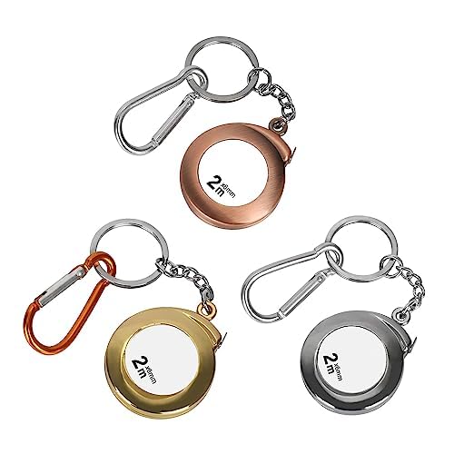 [Australia - AusPower] - Tape Measure Keychain, Functional Mini Tape Measure Keychain 2M Stainless Steel Tape Measure Durable silver 