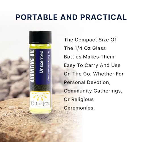Anointing Oil Unscented for Prayers 1/4oz Pack of 6 by Oil of Joy Represents the Holy Spirit, Peace, Strength, Blessings, and Purification