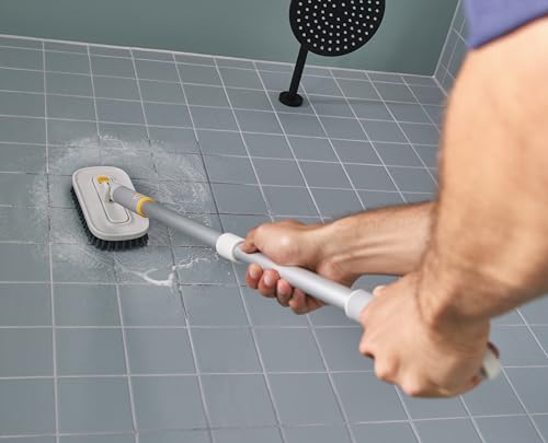 Joseph Joseph CleanTech Detail Cleaning Set, Tile Scrubber & Detail Brush, V-Shaped Bristles for Grout, Non-Slip Handles