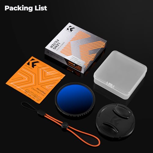 K&F CONCEPT 37mm Variable ND2-400 Lens Filter+Filter Cap+Cleaning Cloth