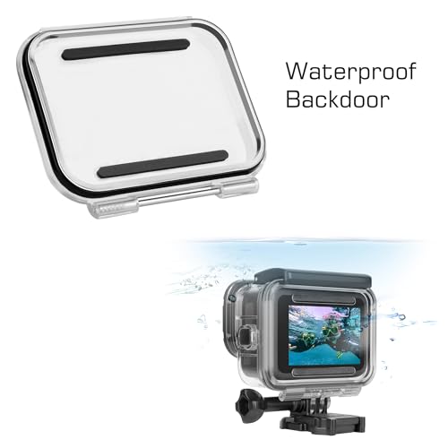 GEPULY Waterproof Housing Case with 2-Pack Backdoors Waterproof+Skeleton Cover for GoPro Hero 9 10 11 12 13 Black