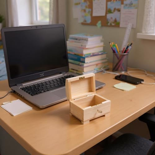 Creative Deco small wooden jewelry box with lock, featuring a compact design and interior storage for jewelry and accessories.
