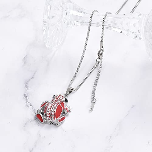 Animal Cremation Jewelry for Men Women Ashes Dinosaur/Frog/Elephant Urn Necklace Memorial Ashes Pendant for Human Pet Cat Dog Keepsake Gift Frog-red