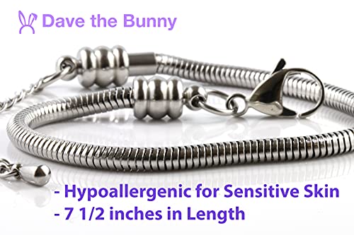Dave The Bunny Pie Baking Slice 3D Fork Snake Chain Charm Bracelet