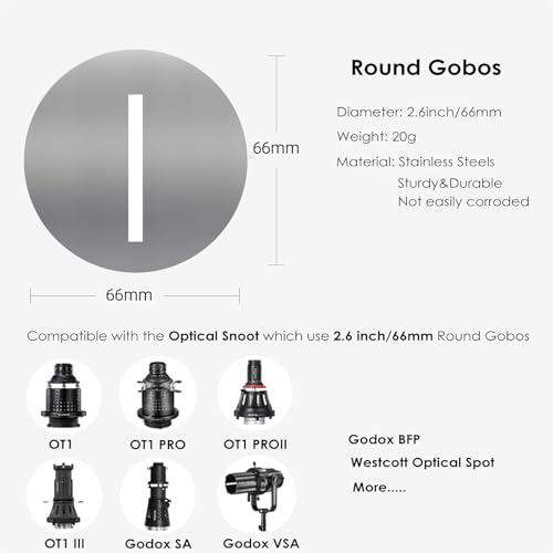 15Pcs Round Gobos Kit for Optical Snoot,66mm/2.6in Metal Plate Patterns for Spotlight Attachment Compatible with Godox BFP/MLP/OT1/OT1 Pro/II/Westcott Optical Spot/Aputure SE,for Portraits/Product 15Gobos-Speacial