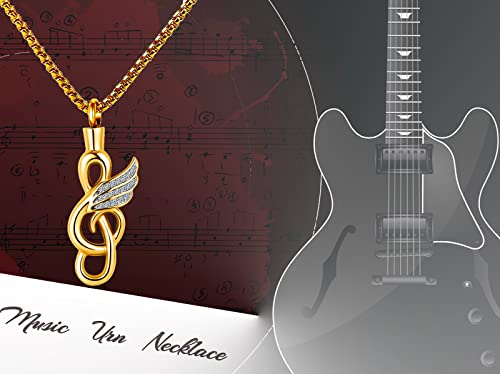QeenseKc Butterfly MusicCremation Urn Necklace for Ashes Keepasake Memorial Urn Locket for Ashes Jewelry Gift Chain