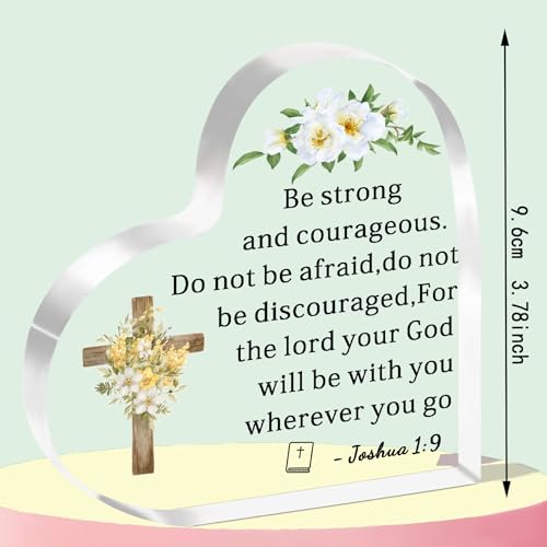 WTOPP Christian Acrylic Plaques Gifts For Women Inspirational Gifts With Bible Verse and Prayer Religious Gifts Scripture Gifts For Women Men Friends Teacher-Joshua 1:9