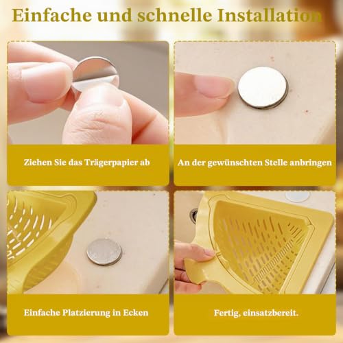 Pack of 2 Strainer for Sinks Magnetic Triangular Drain Basket Drain Strainer Kitchen Sink Strainer Magnetic Sink Baskets for Hanging Storage Rack Removable Sink Strainer for Professional Kitchens