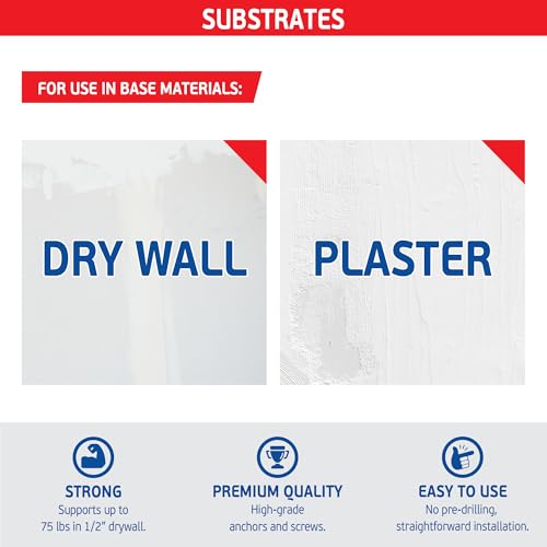 FixMaster PBZ-50 self-drilling metal drywall anchors with screws, 50-piece kit for plaster and hollow walls