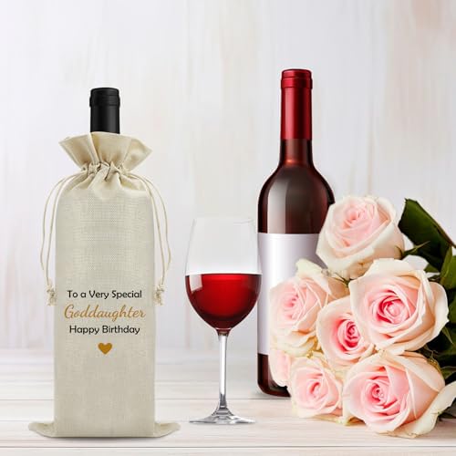 Goddaughter Gifts from Godmother Drawstrings Wine Bags Happy Birthday Gifts for Goddaughters Wine Bag Baptism Gift for Girls First Communion Gift for Goddaughter Graduation Presents for Goddaughters