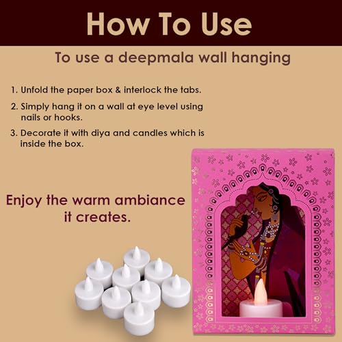 SATVIK Deep Mala Diwali Decoration Items with Candle, Home Decor Items Festive Decor Item, DIY Craft Traditional Jharokha Box for Hanging (Pack of 6) Pack of 6