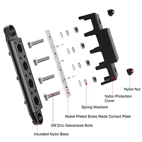 CPROSP 2-Piece Collecting Rail with Lid 250 A, Battery Connection Block 5 | Power distributor rail with 4 x M8 bolt connection; for car RV boat yacht; busbar box 250A--4*M8