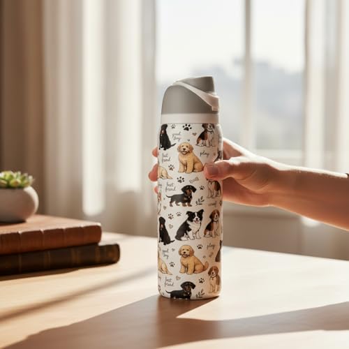 Vet Stainless steel tumbler Cup for veterinarian 40oz tumbler Animal New tumbler Water bottle Cute animal cup (32oz White(72)-Dogs(TP)) 32oz White(72)-Dogs(TP)