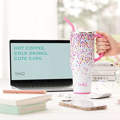 Swig Life 40oz Mega Mug, 40 oz Tumbler with Handle and Straw, Cup Holder Friendly, Dishwasher Safe, Extra Large Insulated Tumbler, Stainless Steel (Amethyst)