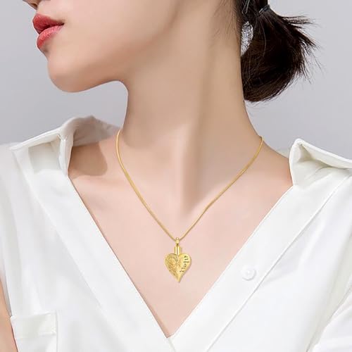 Hearbeingt Butterfly Heart Urn Necklace for Ashes Cremation Jewelry A-Gold