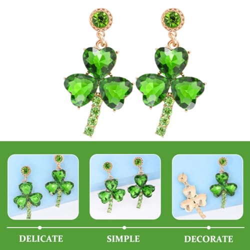 POPETPOP 1 Pair St Patrick's Day Earrings Green Shamrock Alloy Dangle Earrings Symbolizing Luck with Elegant Design for Women and Party Accessories