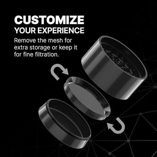 Premium Ceramic Grinder CERAMIC DRAGON 3.0 | Dragon Crystal Ceramic Coating | 5 Pieces with N52 Magnets | 62 mm Ø | Grinder for Herbs and Spices (Black) Black/White