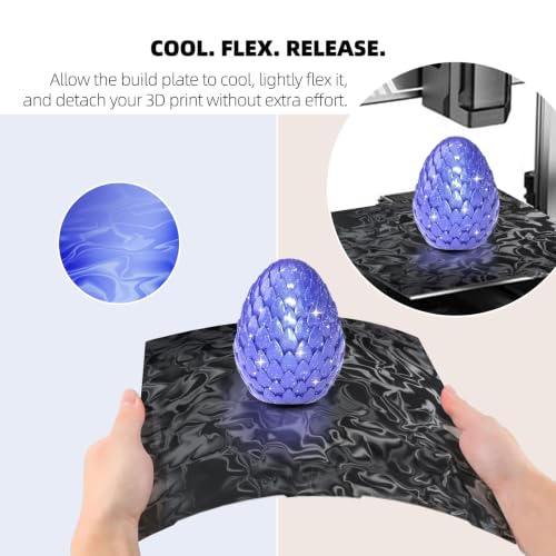 IdeaFormer 256x268mm Double-Sided PER Build Plate, Water Ripple & Wood Grain Textured Surface, Flexible Spring Steel Platform, Strong Adhesion & Easy Print Removal for Anycubic Kobra 3 / Kobra 3 Combo PER (Water Ripples + Wood Grain)