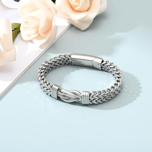 shajwo Cremation Jewelry Infinity Knot Urn Bracelet for Human Ashes for Women Men Memorial Keepsake Link Bracelet Silver 20cm