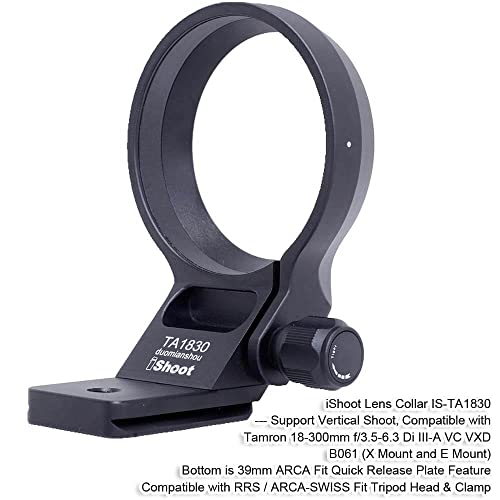 iShoot Tripod Mount Ring Lens Collar Compatible with Tamron 18-300mm f/3.5-6.3 Di III-A VC VXD B061 (X/E Mount), Lens Support Holder Bracket Bottom is Arca-Swiss Fit Quick Release Plate Dovetail