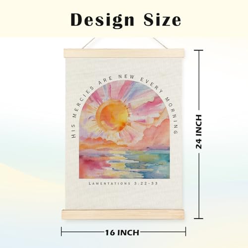 JINYO Christian Wall Decor, Inspirational Christian Wall Art Poster, His Mercies are New Every Morning Bible Verses Scripture Canvas Prints Wall Decor for Home Office Church, 16x24 Inches Bible Wall Art-3