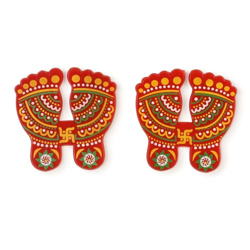 Yellow Paisley Acrylic Rangoli Set with Laxmi Charan Pagla – Traditional Handmade Rangoli Sticker for Home, Diwali, Wedding, Pooja & Housewarming Décor – 10 x 10 Inch