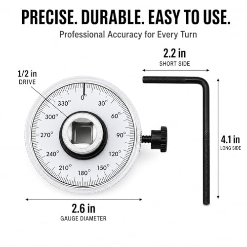 MASITE PCWJ 1/2-inch drive torque angle gauge adapter with 360° scale and dual adjustable arm